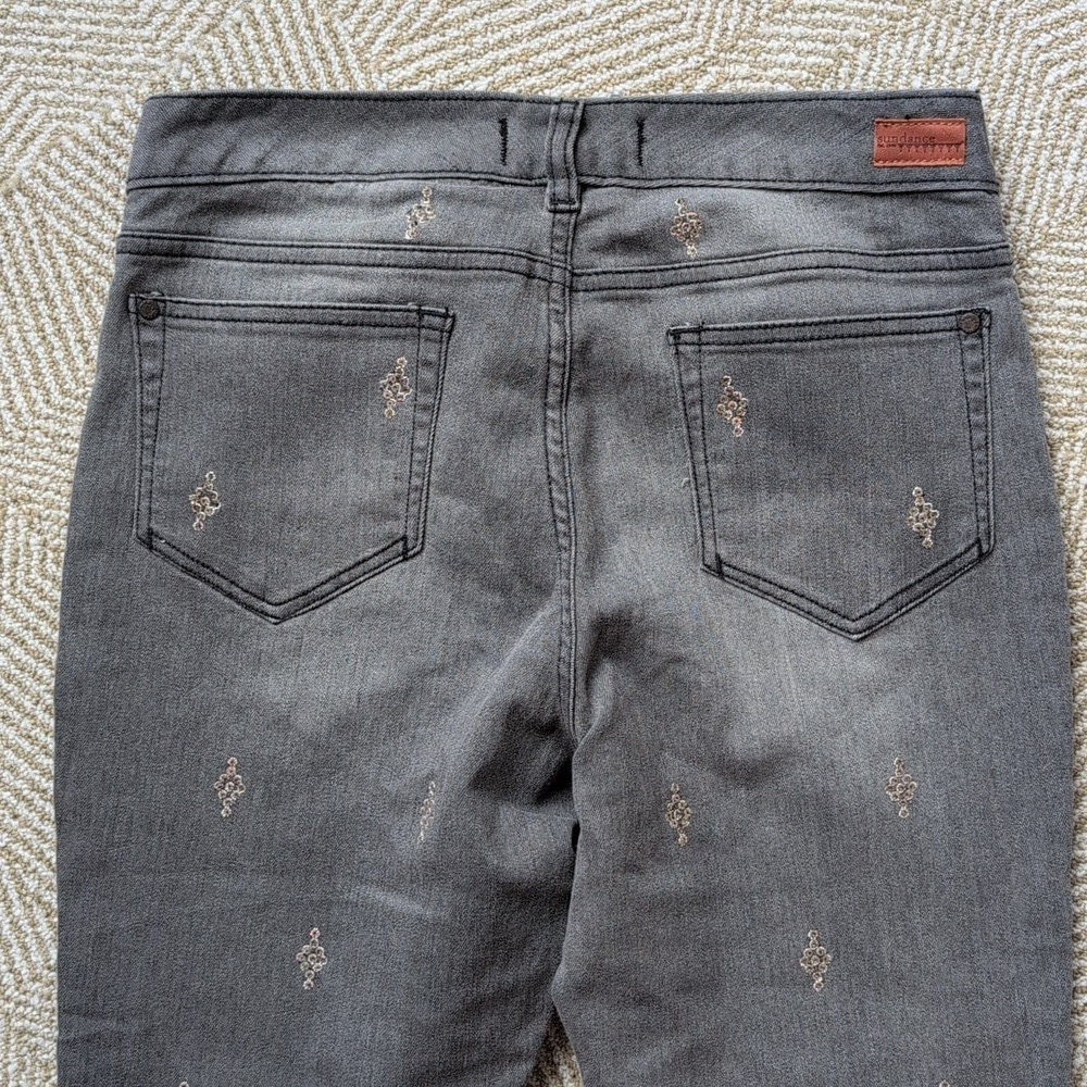 Sundance Dark Gray Gold Sequin Primrose Skinny Denim Stretch Midrise Jeans Sz 27 - Picture 6 of 9